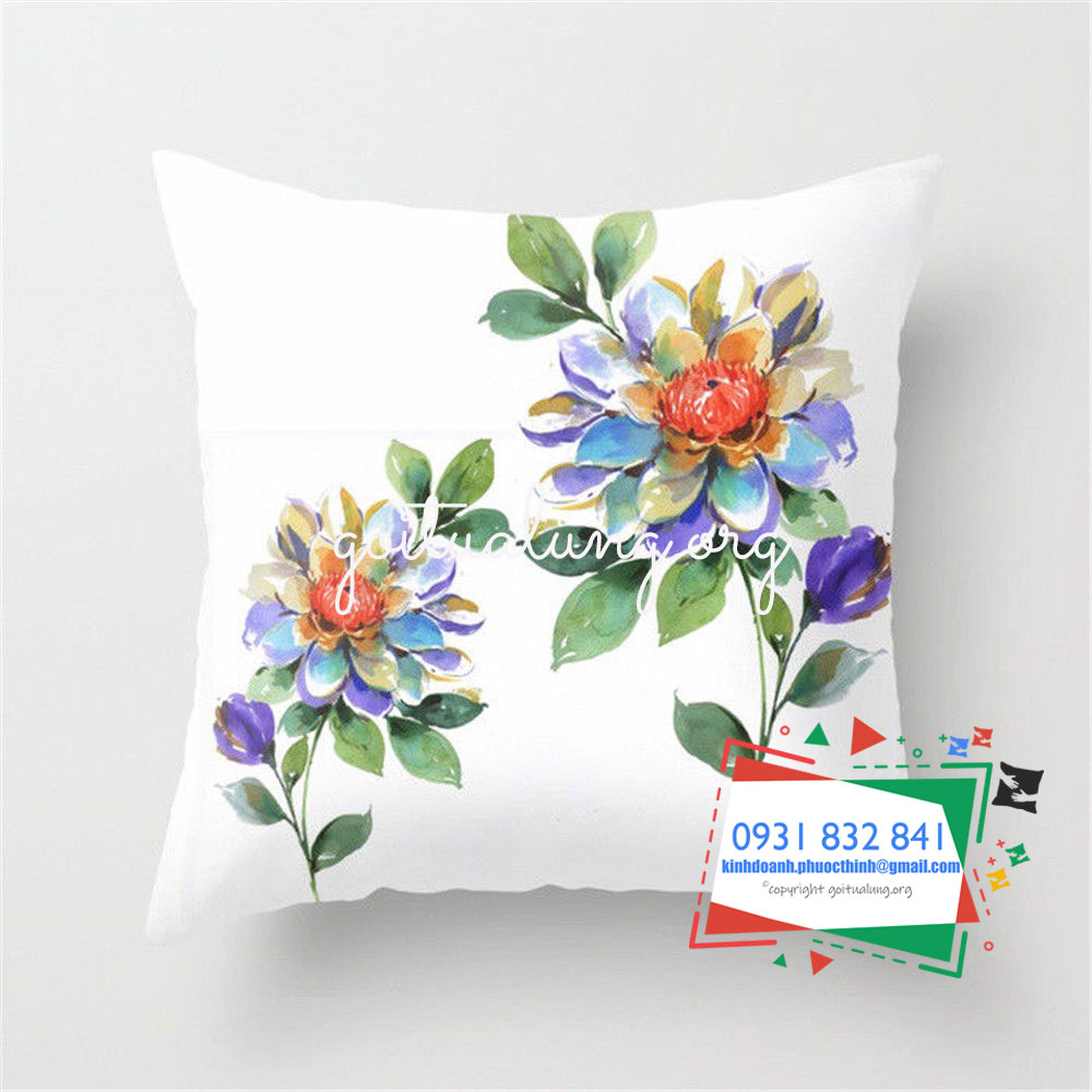 mau goi tua dep hinh bong hoa mau xanh